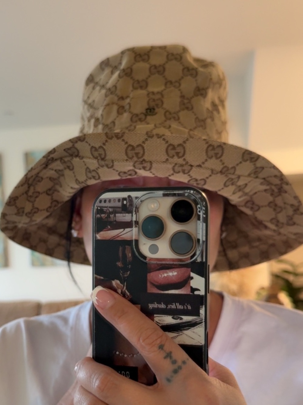 Gucci Brown GG Monogram Wide-Brim Bucket Hat - Picture 7 of 16